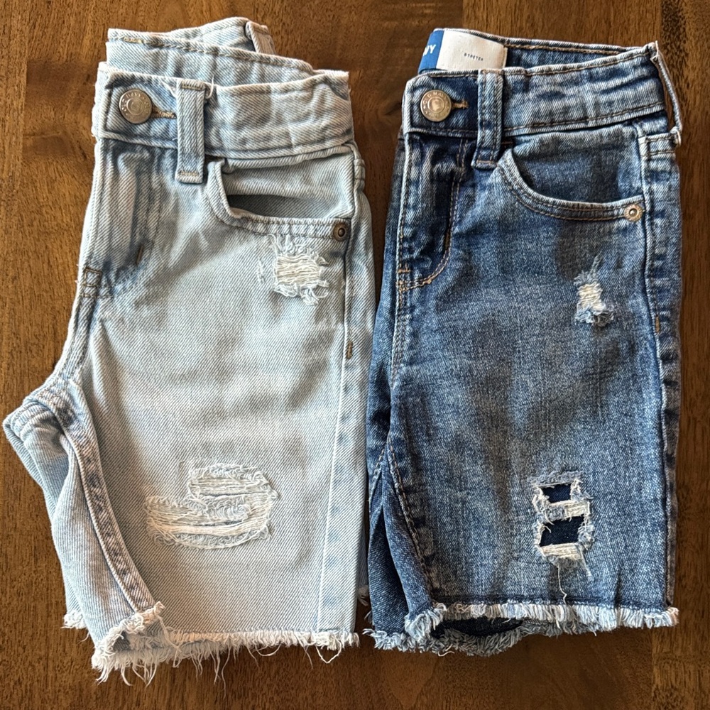 Old Navy Two-Pack Distressed Denim Shorts - Light Blue & Dark Blue